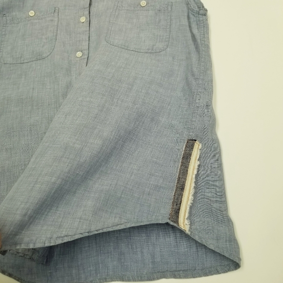 Tommy Bahama small womens sleeveless linen button up shirt mark back near collar - Picture 5 of 8